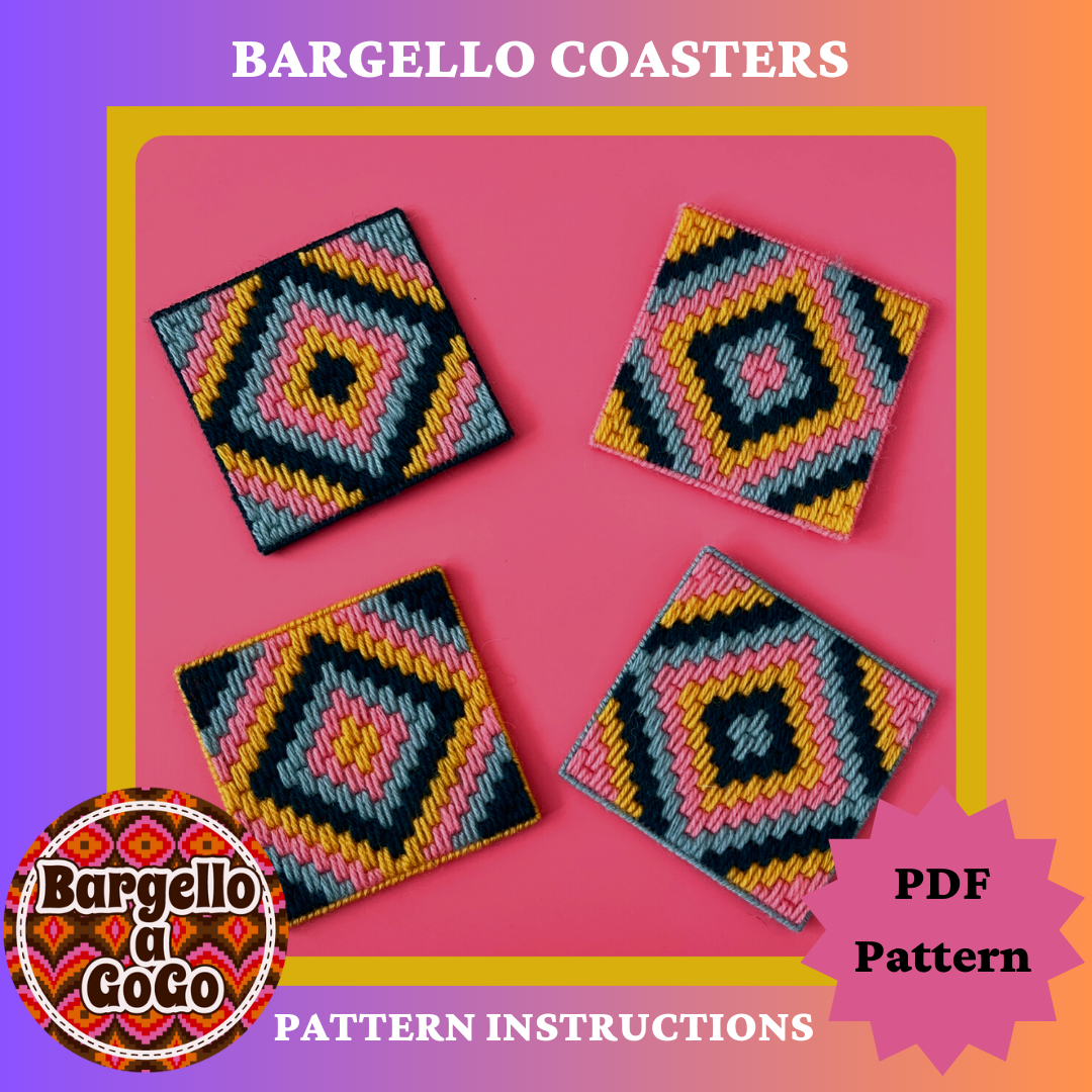 Bargello-a-GoGo Coaster Downloadable PDF Pattern
