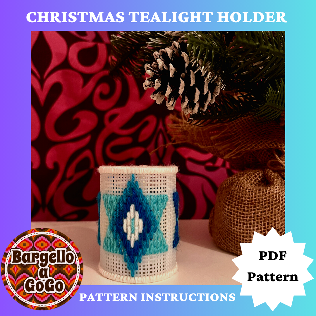 Bargello Embroidered Christmas Tealight Holder Downloadable PDF Pattern