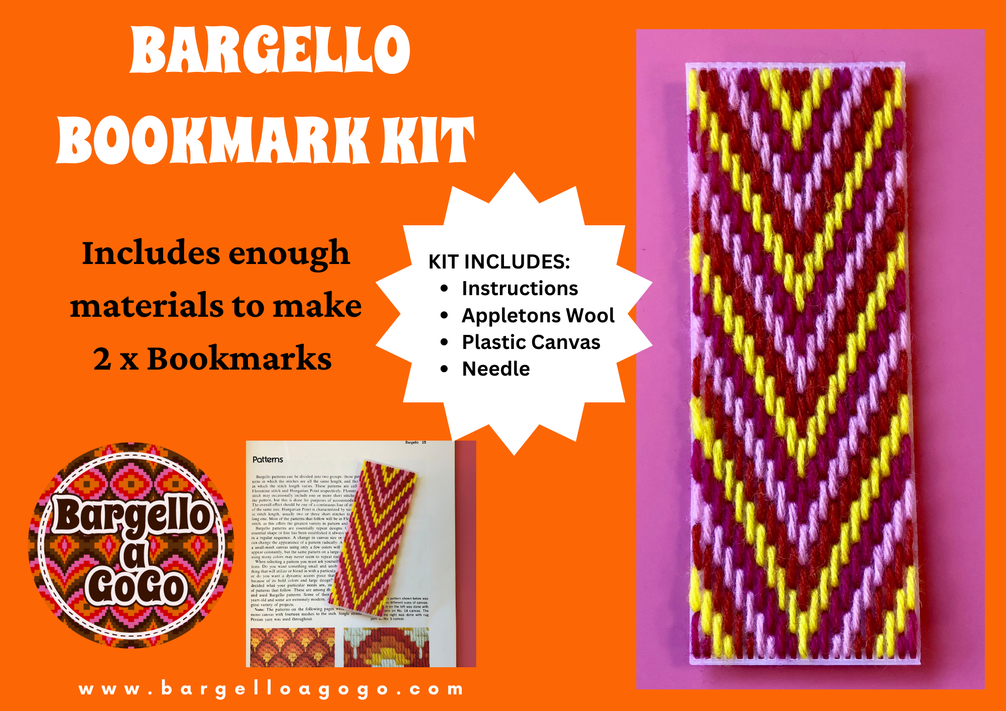 Bargello Embroidered Bookmark Kit