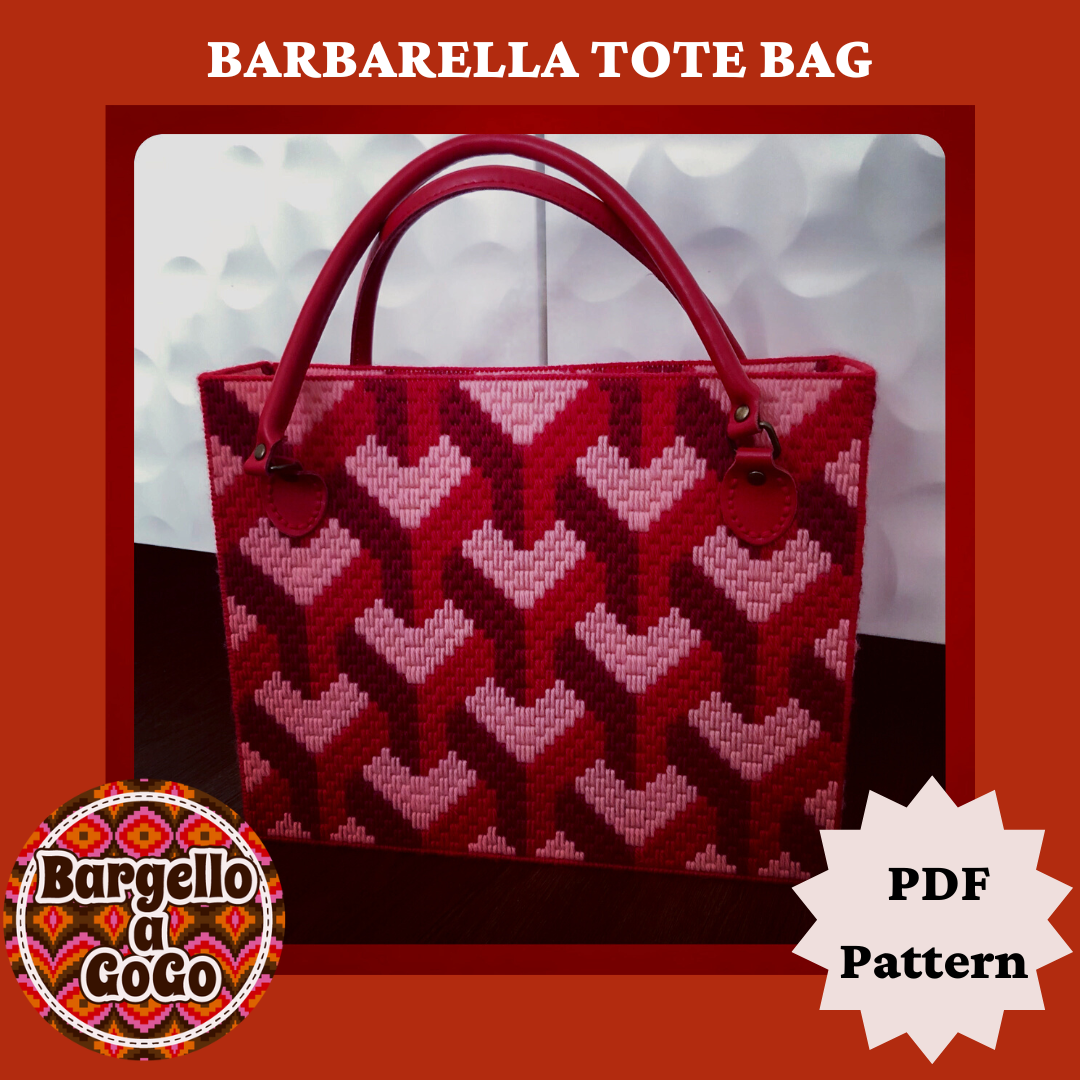 Barbarella Tote Bag Bargello Embroidery PDF Pattern